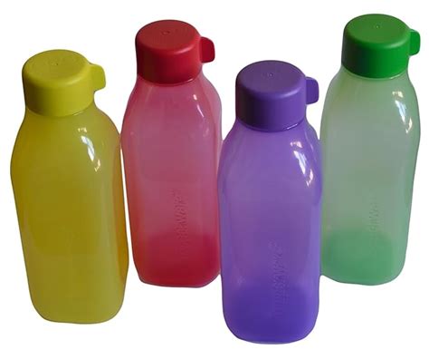Tupperware Square Plastic Water Bottle Set, 1 Litre, 4-Pieces, Assorted ...