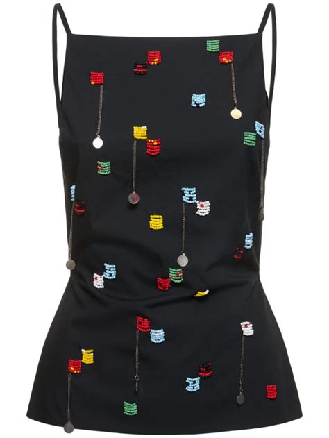 Embroidered cotton poplin top - MSGM - Women | Luisaviaroma