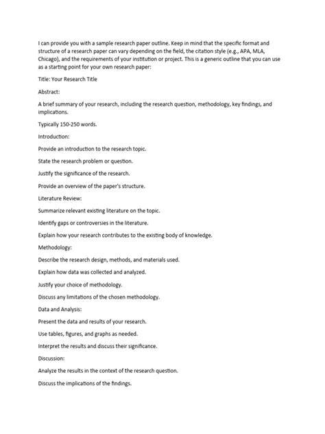 Sample Research Paper Outline | PDF