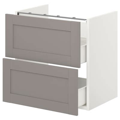 ENHET base cb f washbasin w 2 drawers, white/grey frame, 60x42x60 cm ...