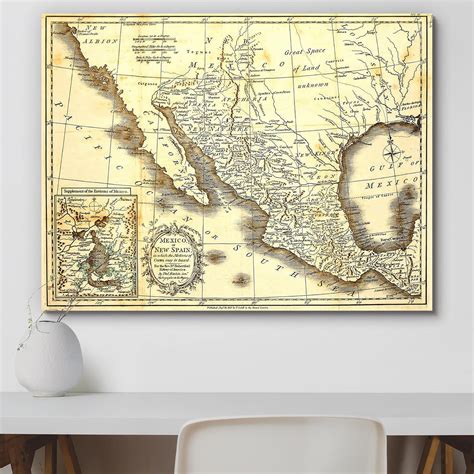 ArtzFolio Image of Antique Map Of Mexico 1821 Canvas Painting | MDF ...