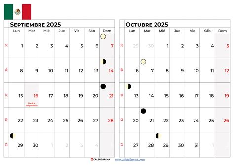 Calendario Octubre 2025 Mexico