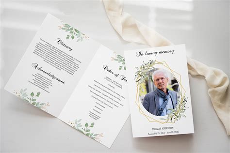Funeral Program foldable Printable, Custom Photography Elegant Funeral ...