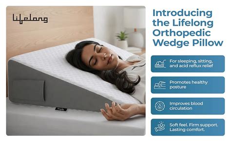 Lifelong Orthopedic Memory Foam Wedge Pillow for Sleeping, Sitting ...