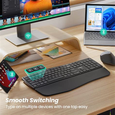 Buy Nulea Ergonomic Wireless Keyboard, Curved Keyboard with Detachable ...