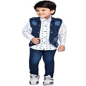 AJ DEZINES Kids Cotton Blend Full Sleeve Blue Shirt & Denim Jeans ...