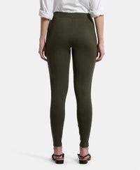 Buy Rayon Nylon Elastane Treggings with Side Zipper Pockets - Deep ...