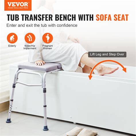 VEVOR Tub Transfer Bench Bathtub Shower Seat Height Adjustable300 ...
