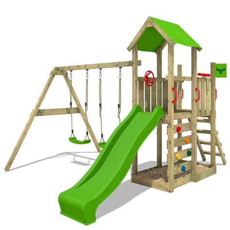 Buy FATMOOSE Wooden climbing frame MagicMango with swing set and apple ...