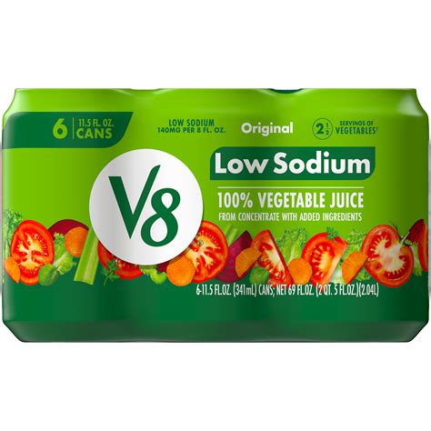 V8 Low Sodium Original 100% Vegetable Juice, 64 fl oz Bottle - Walmart.com