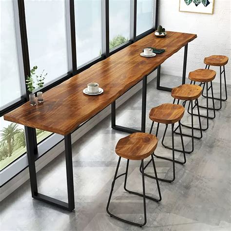 Buy QQXX Industrial Bar Height Table,Solid Wood Bar Top Table Narrow ...
