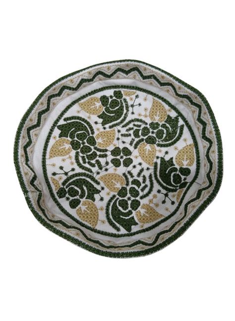 Olive Green mixed Cream Cap - 21.5 | Omani Cap | Islamic Shop