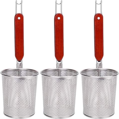 Amazon.com: 4-Piece Stainless Steel Pasta Basket Set with Wooden ...