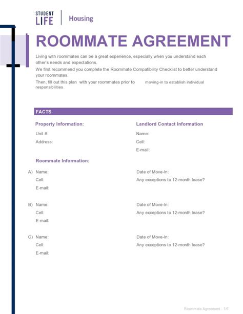 40+ Free Roommate Agreement Templates & Forms (Word, PDF)