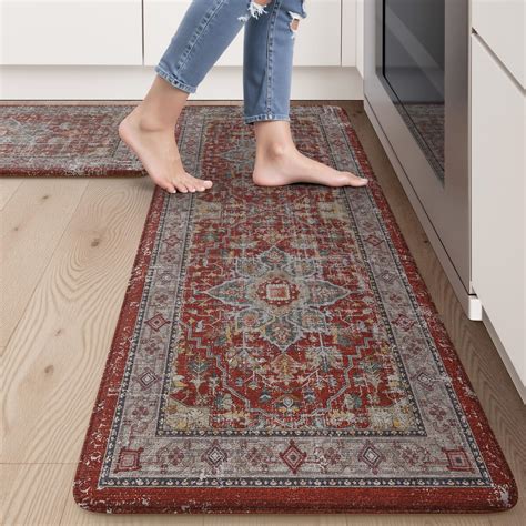 Amazon.com: KIMODE Red Farmhouse Kitchen Mats 2 PC and Anti Fatigue ...