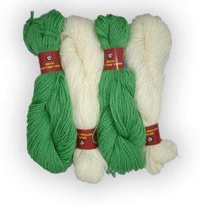 devki knitting yarn PACK OF 200 gm YARN . PEARL WHITE AND SURF GREEN ...