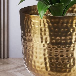 amazon basics Metal Planters with Hammered Texture | Suitable for ...