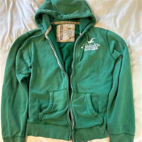 Vintage Hollister zip up hoodie - green 💚 - y2k -... - Depop
