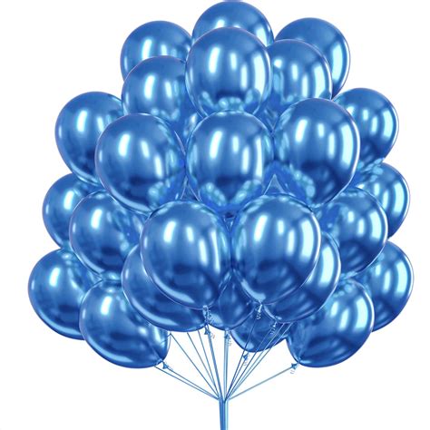 Buy PartyWoo Blue Balloons, 50 pcs 12 Inch Metallic Blue Balloons and ...