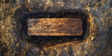 Top Above View of Wooden Coffin Casket Buried in the Hole in the Ground ...