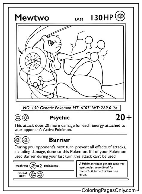 Pokemon Card Coloring Pages Mewtwo