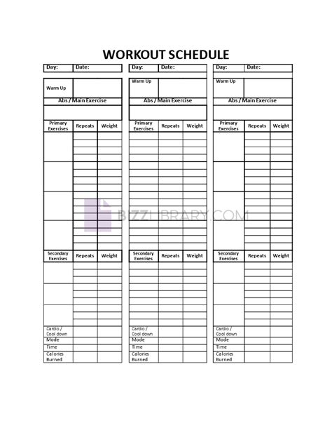 Workout Schedule Form 的图像结果
