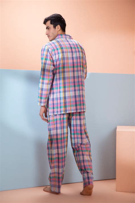 Check Cotton Classic Collar Night suit - Private Lives