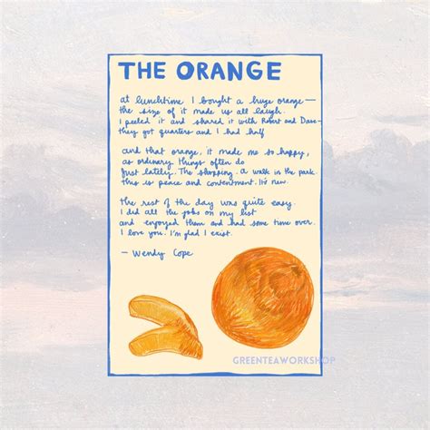 The Orange by Wendy Cope Poem Digital PDF Instant Download Poetry Art ...