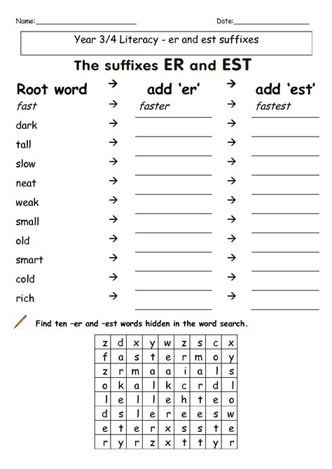 Er Est Worksheets - Printable Word Searches