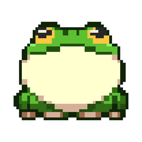 Vector fat green leafy frog with teary eyes pixel art style suitable ...