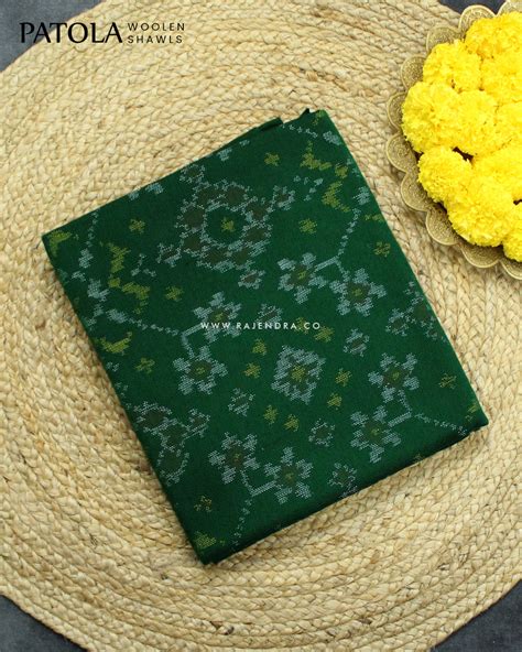 Handwoven Navratna Design Green Woolen Patola Shawls – Rajendra.co