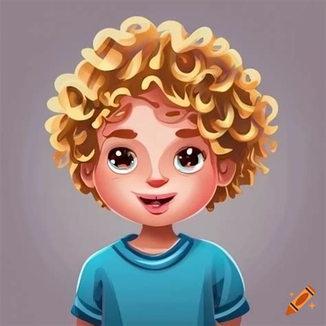 Blonde Curly Hair Boy Cartoon Character