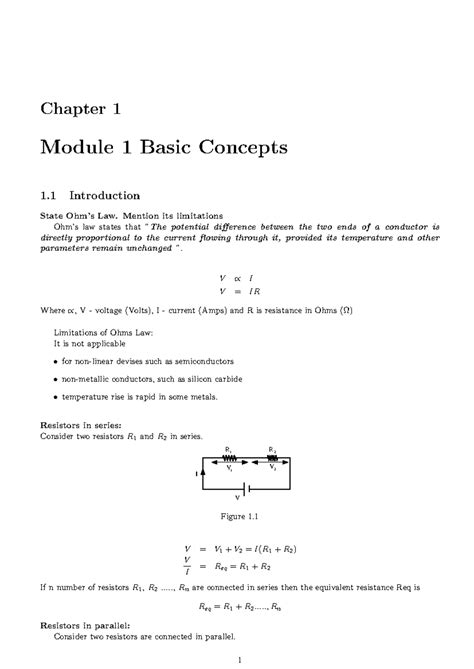 BEE Module 1 - Lecture notes 1 - BASIC ELECTRICAL ENGINEERING : MODULE ...