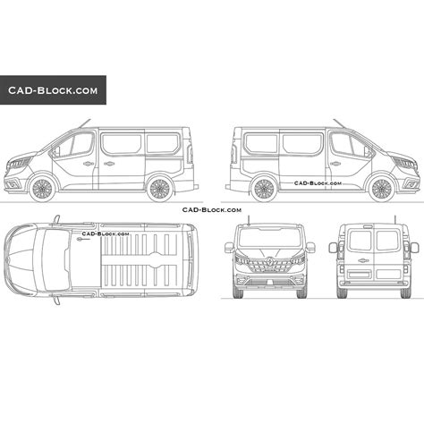 Renault Trafic Van L1 H1 Vector Blueprint | DWG File