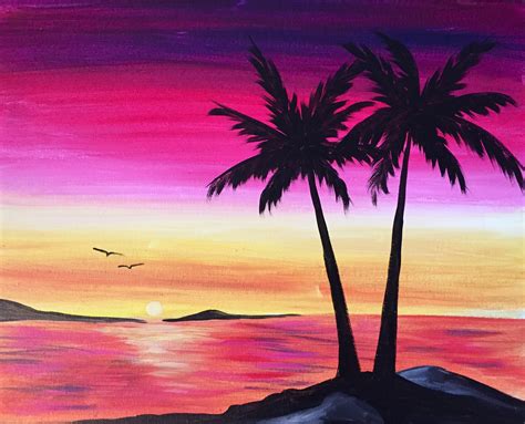 Tropical Sunset Painting at PaintingValley.com | Explore collection of ...