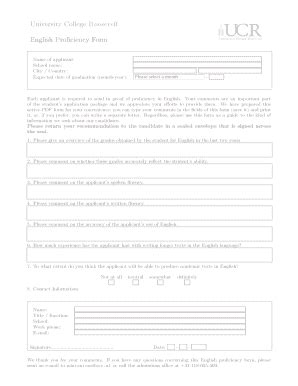 Fillable Online ucr University College Roosevelt - English Proficiency ...