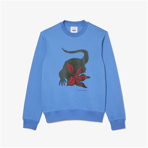 Lacoste Blue Long Sleeves x Netflix Organic Cotton Print Sweatshirt for ...