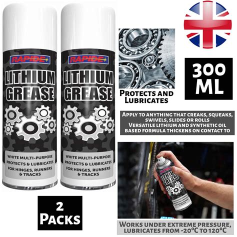 2x Lithium Grease Spray Rapide White Multi Purpose Protects ...