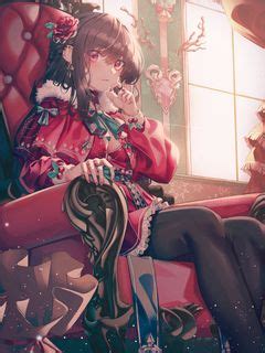 Download wallpaper 240x320 girl, chair, vintage, anime, art old mobile ...