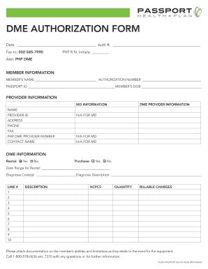 Fillable Online DME AUTHORIZATION FORM. DME AUTHORIZATION FORM Fax ...
