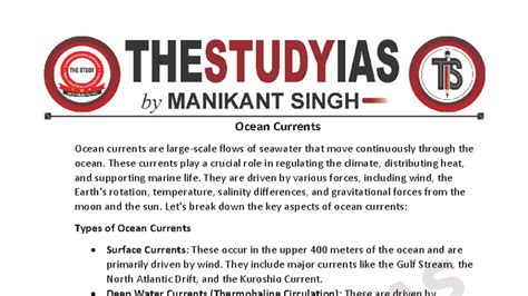 Chapter 31: Ocean Currents and Their Global Impact - Studocu