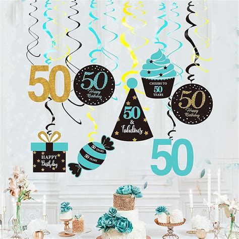 Buy 50th Birthday Decorations for Women Teal Black Gold Teal Gold Black ...