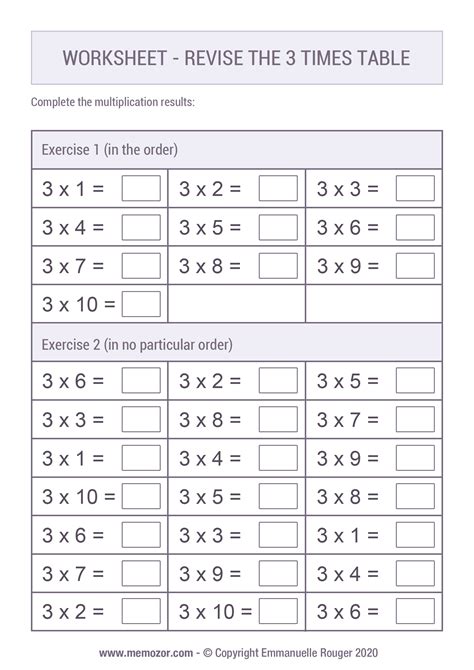Times 3 Multiplication Worksheets | Multiplication Worksheets