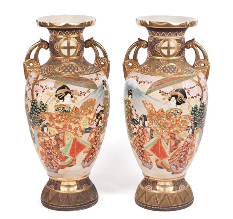 Lot - PAIR OF SATSUMA FLOOR VASES