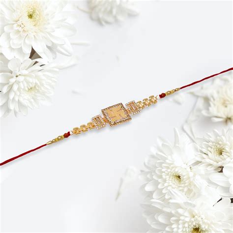 Swastik Rakhi with Roli chawal n Rakshabandhan Gift Card for Bhaiya n ...