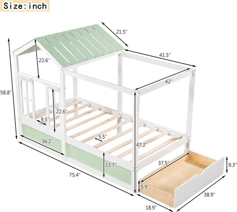 Buy MERITLINE Twin House Bed for Kids, Wood Twin Size Canopy Bed with ...