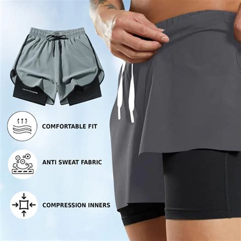 UrbanFlex™ - 2-in-1 Double Layer Shorts With Inner Pocket 🏃‍♂️ (Buy 1 ...