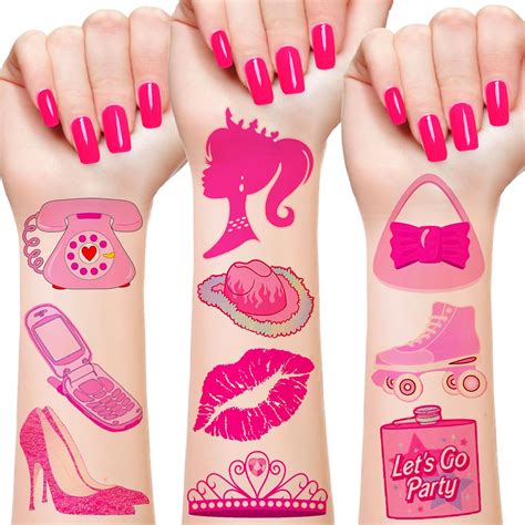 YYMYMGJ Pink Temporary Tattoos Hot Pink Princess Birthday India | Ubuy