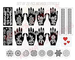 Ivana's Set of 20 Pcs Combo Pack, Reusable Mehndi Design Sticker Full ...
