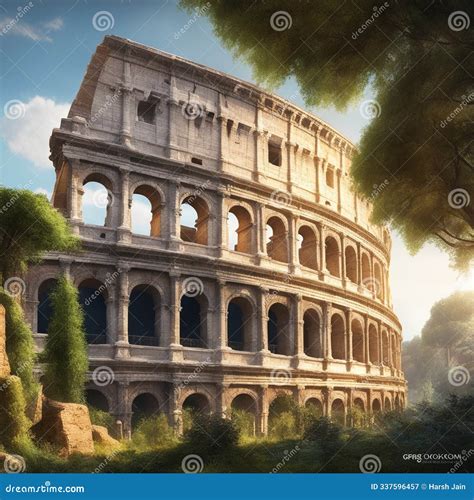 The Colosseum - Rome S Iconic Ancient Amphitheater Stock Illustration - Illustration of ruins ...